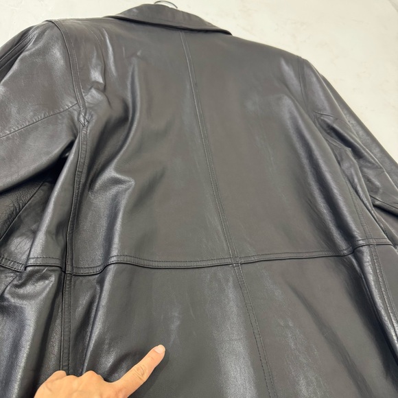 VINTAGE EVAN DAVIES GENUINE LEATHER COAT Size 12 | 100% Lambskin - Picture 10 of 14